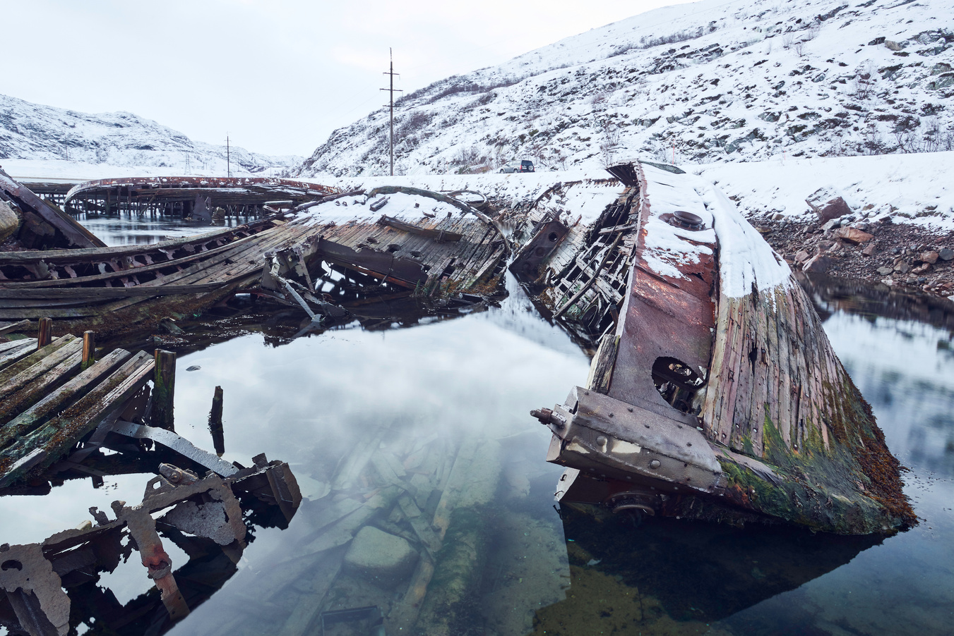 Ship graveyard in Teriberka, Russia